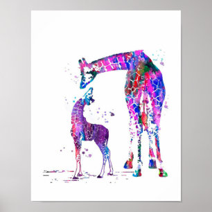 Mama und Tochter-Giraffe, Familiengeschenk Poster