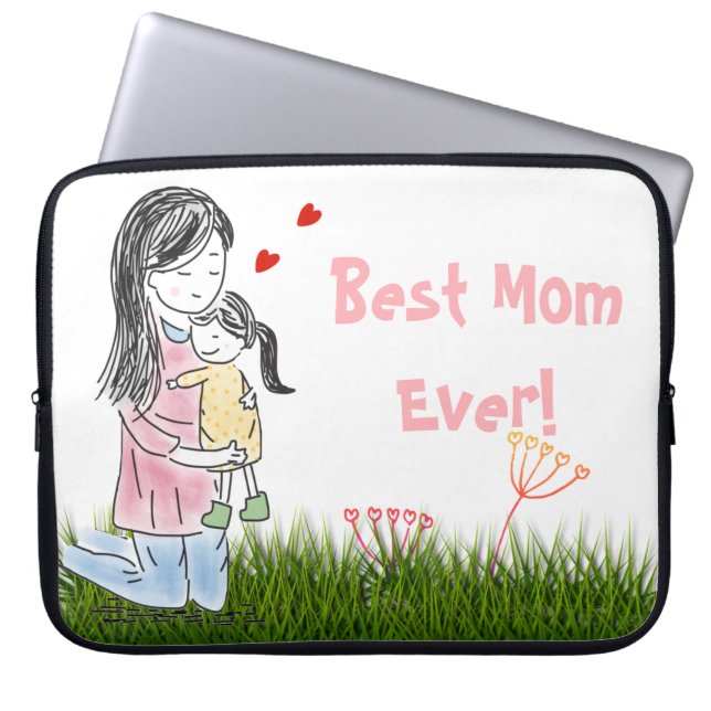 Mama und Tochter-Hug Laptopschutzhülle (Vorderseite)