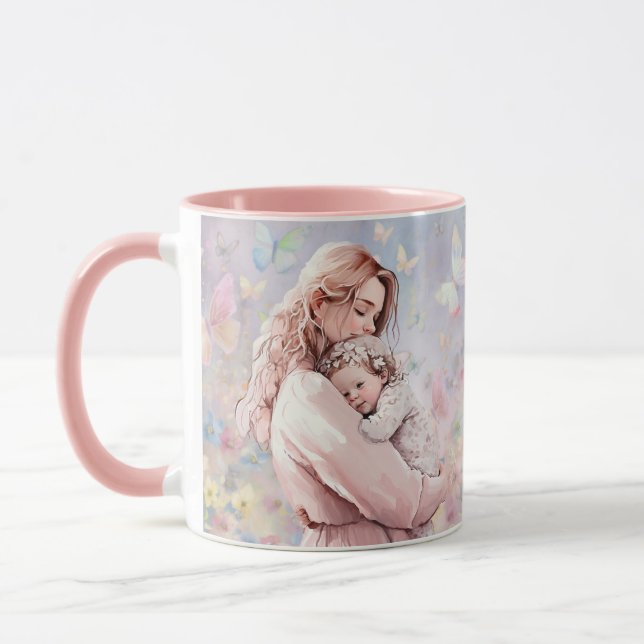 Mama und Tochter Rosa Tasse (Links)