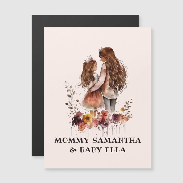 Mama und Tochter von Aquarellen (1) Magnetkarte (Vorne/Hinten)