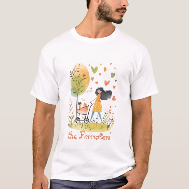 Mama und Twins auf Stroller T-Shirt (Vorderseite)