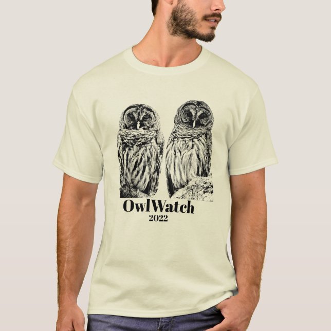Mama und Vater Barred Owl (B&W) T-Shirt (Vorderseite)