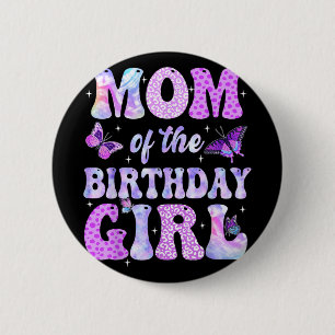 Mama und Vater Geburtstag Girl Butterfly Party D Button