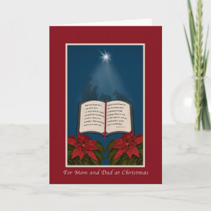 Mama und Vater, offene Bibel-Weihnachtsmitteilung Feiertagskarte