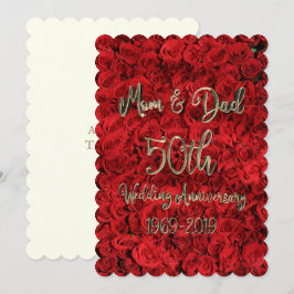 Mama und Vater Rote Rosen zum 50. Hochzeitstag Einladung
