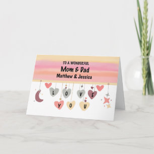 Mama und Vater Valentine Herzenslust Mondsterne Karte