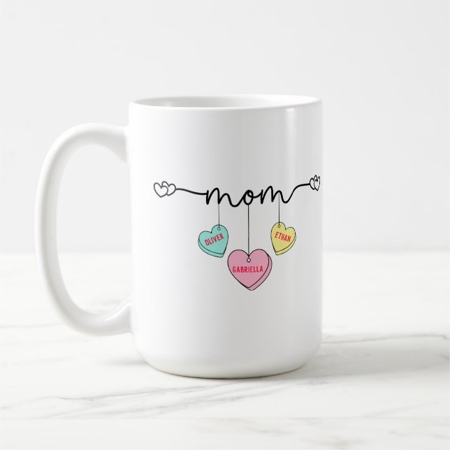 Mama Valentine Kinder Name Convo Herz Kaffeetasse (Links)