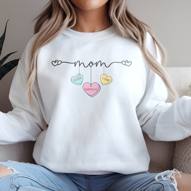 Mama Valentine Kinder Name Convo Herz Sweatshirt (Von Creator hochgeladen)