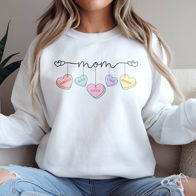 Mama Valentine Kinder Name Convo Herz Sweatshirt (Von Creator hochgeladen)