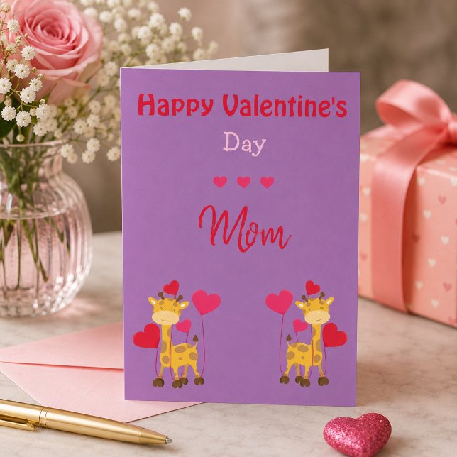 Mama Valentinstag Giraffe Feiertagskarte (Von Creator hochgeladen)