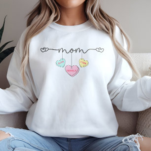 Mama Valentinstag Kinder Name Konversationsherzen Sweatshirt