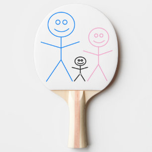 Mama Vater & Baby in Dilersticks zeichnend Persone Tischtennis Schläger