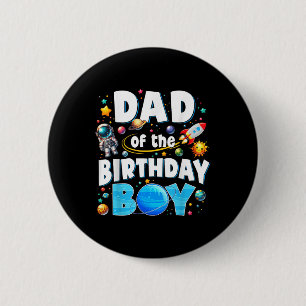 Mama Vater des Geburtstagsjungen Astronauten Famil Button