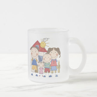 Mama, Vater, großer Junge, kleine Mädchen-Familie Mattglastasse