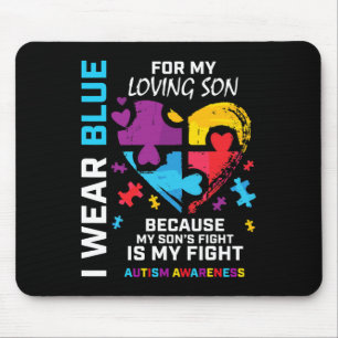 Mama Vater Herzpuzzle Ich trage Blau für meinen So Mousepad