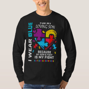 Mama Vater Herzpuzzle Ich trage Blau für meinen So T-Shirt