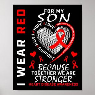 Mama Vater ich trage Rot für meine Sohn Herzerkran Poster
