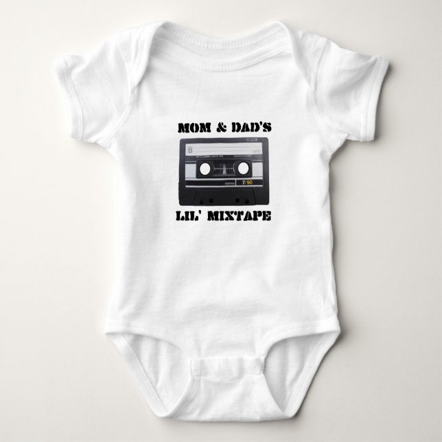 Mama & Vater Lil' MixTape Baby Jersey, White Baby Strampler (Vorderseite)