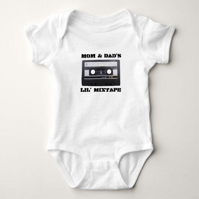 Mama & Vater Lil' MixTape Baby Jersey, White Strampler (Vorderseite)