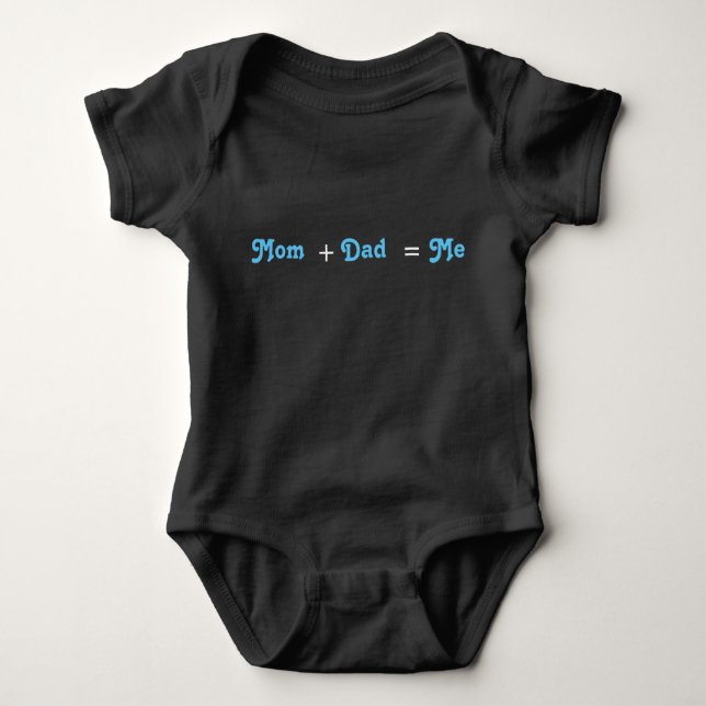 Mama + Vater = Me Black Baby Bodysuit Baby Strampler (Vorderseite)