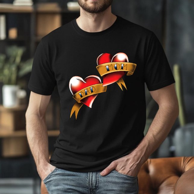 Mama Vater Rotes Herz Tattoo T-Shirt (Von Creator hochgeladen)