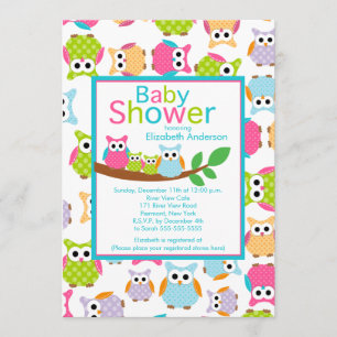 Mama & Vater Schalen mit Baby Owls TWINS Babydusch Einladung