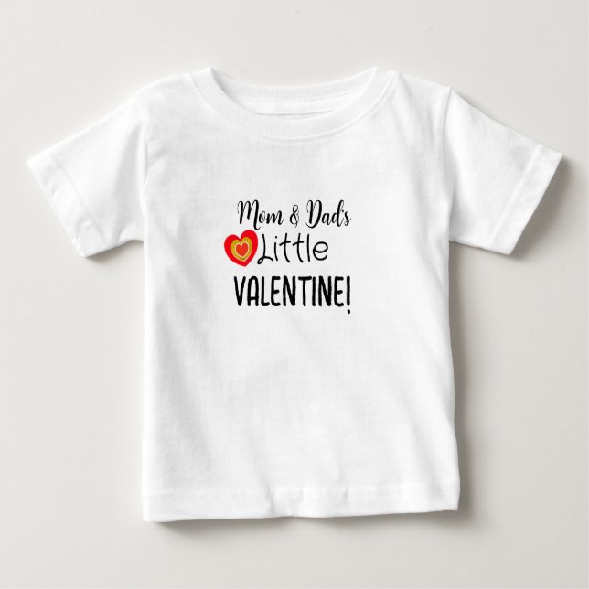 Mama & Vaters Kleines Valentinisches Niedliches He Baby T-shirt (Vorderseite)