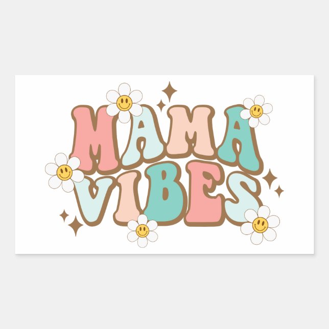 Mama Vibes mit Daisies Rechteckiger Aufkleber (Vorderseite)