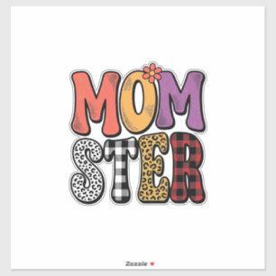 Mama Vintage-Mama-Leoparden-Kariert-Typografie-Des Aufkleber