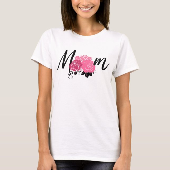 Mama Vintage Rosa Blume T-Shirt (Vorderseite)