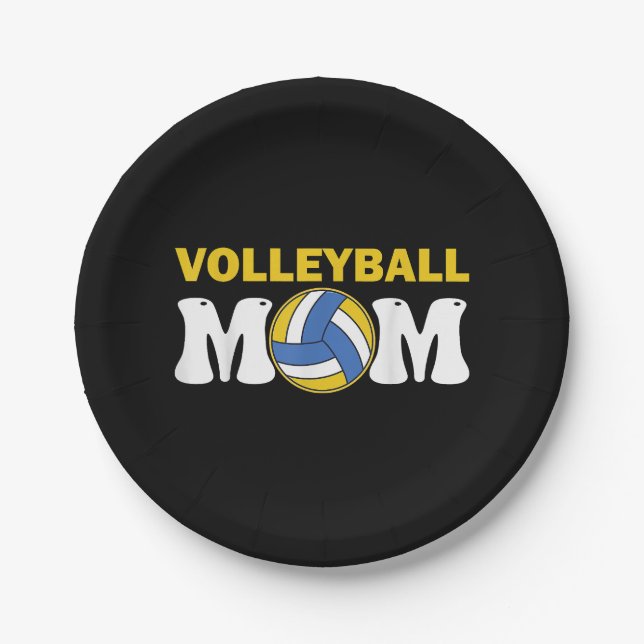 Mama Volleyball Shirt Game Day Funny Player Pappteller (Vorderseite)