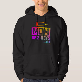 Mama von 2 Jungen 1 Mädchen mit niedrigem Akku Hoodie