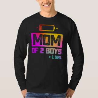 Mama von 2 Jungen 1 Mädchen mit niedrigem Akku T-Shirt
