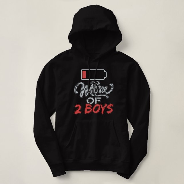 Mama von 2 Jungen Funny Mommy Low Battery Hoodie (Design vorne)