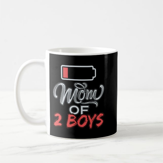 Mama von 2 Jungen Funny Mommy Low Battery Kaffeetasse (Links)