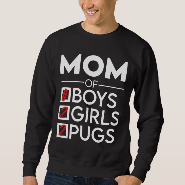 Mama von 2 zwei Mädchen und zwei Mops Essenzieller Sweatshirt (Vorderseite)