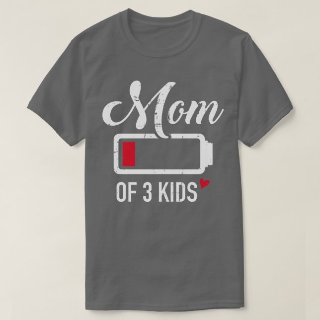 Mama von 3 Kindern mit niedrigem Akku T-Shirt (Design vorne)