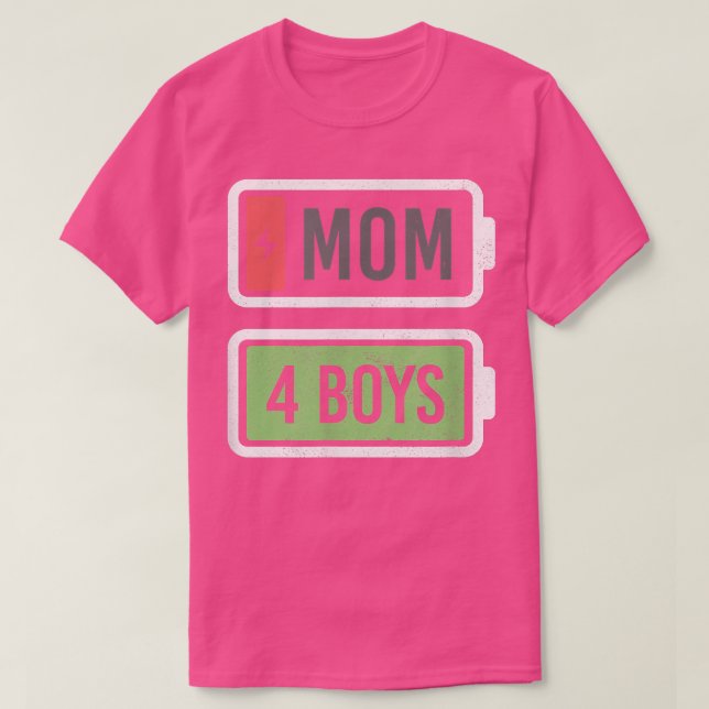 Mama von 4 Jungen mit niedrigem Batteriebedarf Neu T-Shirt (Design vorne)
