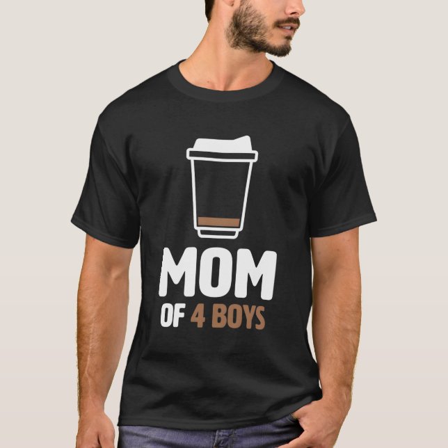Mama von 4 leerstehenden Kaffee-Cup-Müttern Kaffee T-Shirt (Vorderseite)
