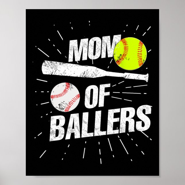 Mama von Ballern Funny Baseball Softball Spiel Mut Poster (Vorne)