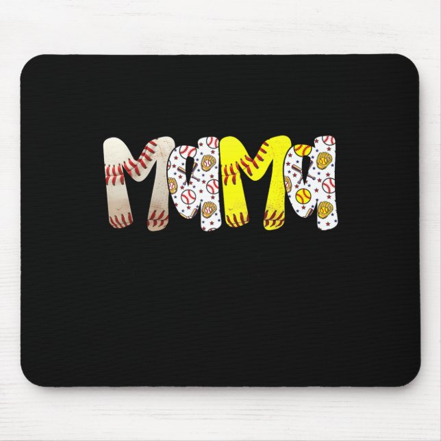Mama von Baseball- und Softball-Mama-Frauen-Mutter Mousepad (Vorne)
