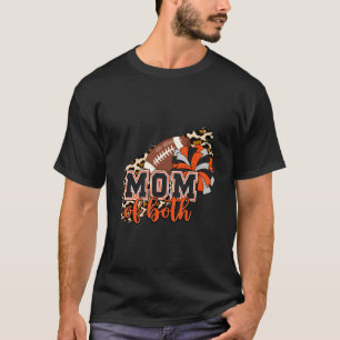 Mama von beiden Fußball Cheer Orange Black Pom Leo T-Shirt