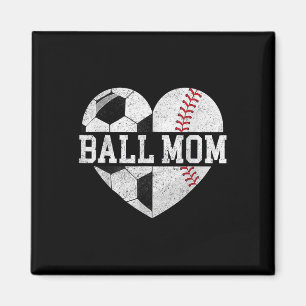 Mama von beiden Heart Soccer Baseball Sports Mama Magnet