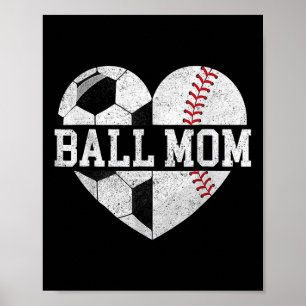 Mama von beiden Heart Soccer Baseball Sports Mama Poster