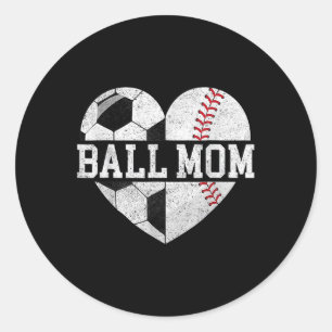 Mama von beiden Heart Soccer Baseball Sports Mama Runder Aufkleber