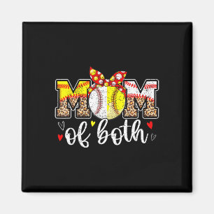 Mama von beiden Messy Bun Baseball Softball Leopar Magnet