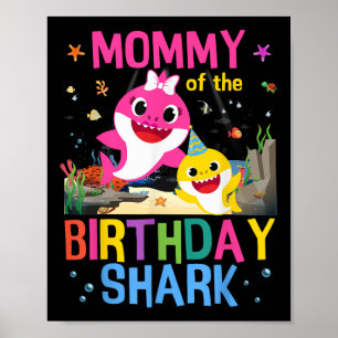 Mama von der Geburtstagsfamilie Hai Kinder Birt Poster