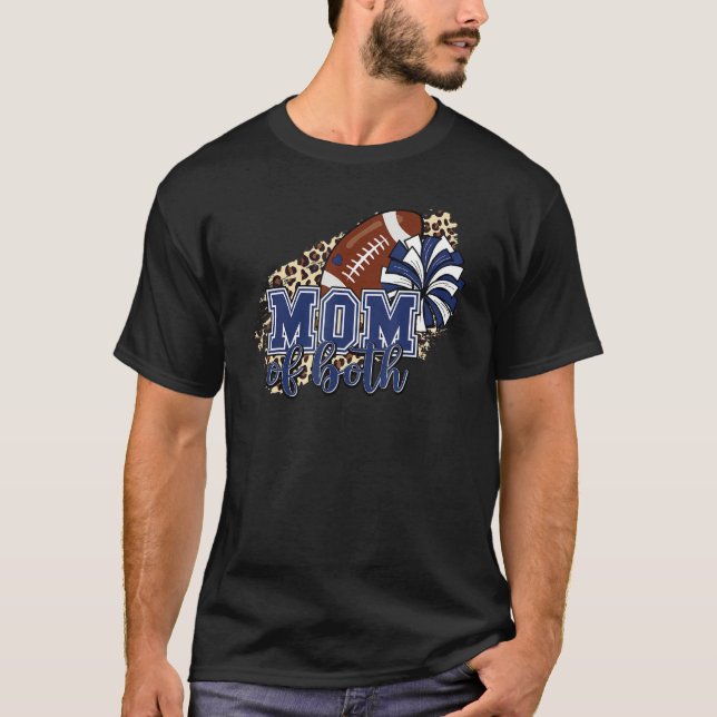 Mama von Fußball und Cheerleader Leopard T-Shirt (Vorderseite)