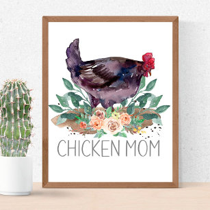 Mama von Hühnern Bio Landwirtschaftliche Landwirts Poster