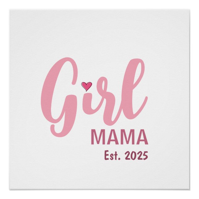 Mama von Mädchen, gegr. Personalisiertes Geschenk Poster (Vorderseite)